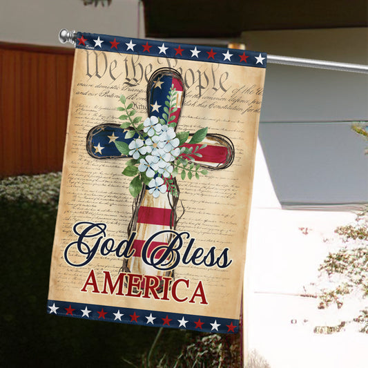 Flagwix American Flag - Patriotic God Bless America 4th of july Christian Cross Flag