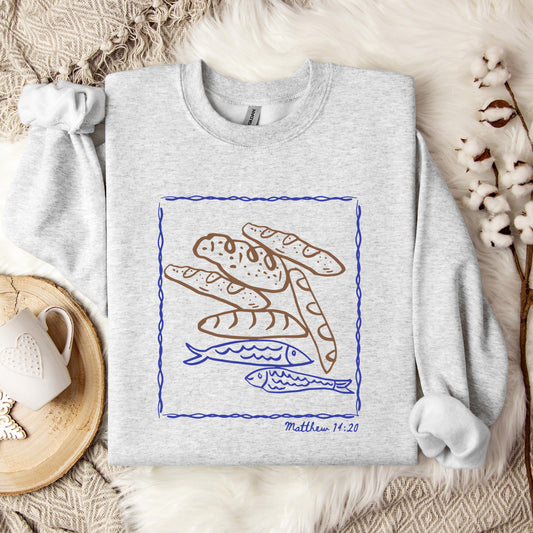 Fish And Loaves Matthew 14.20 Sweatshirt