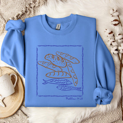 Fish And Loaves Matthew 14.20 Sweatshirt