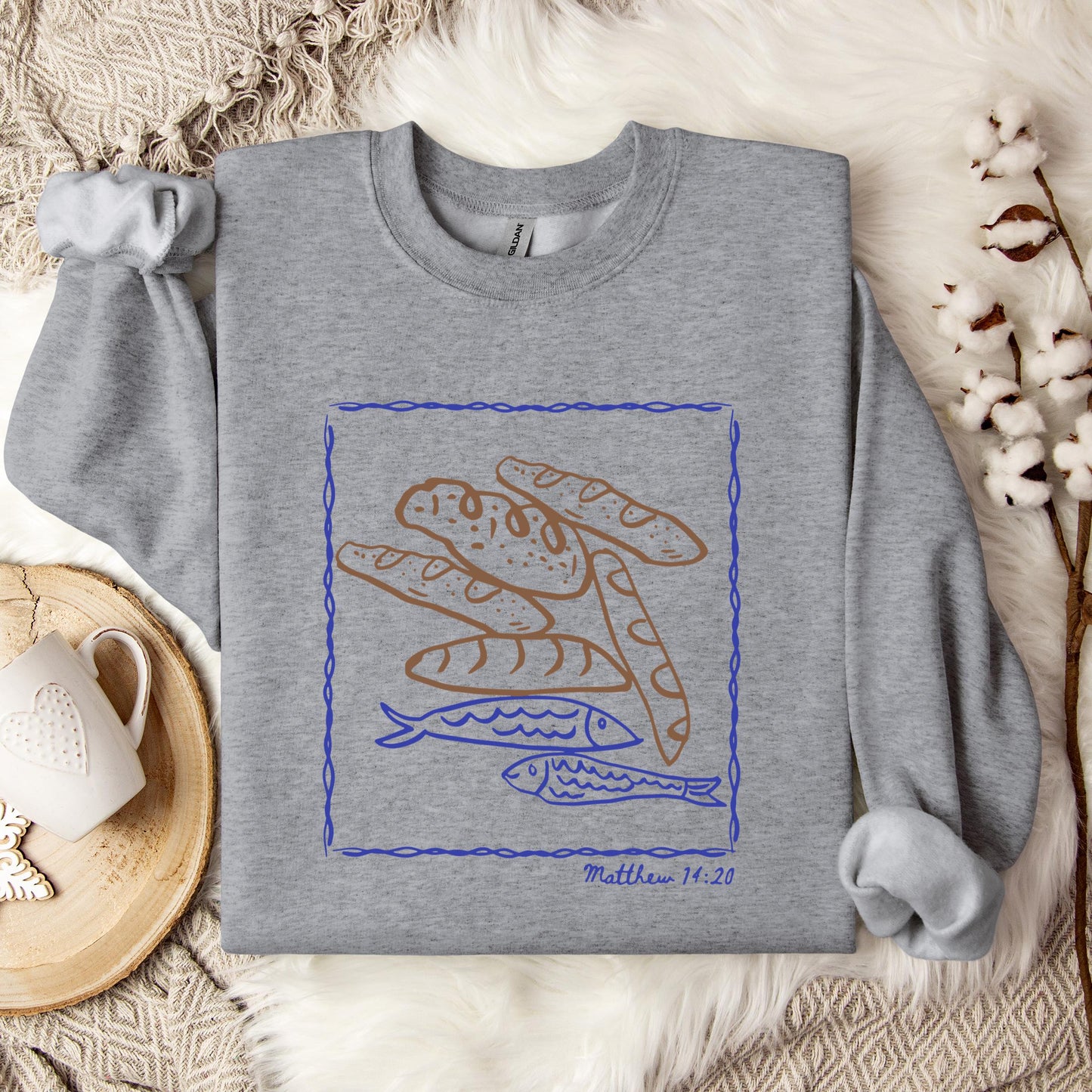 Fish And Loaves Matthew 14.20 Sweatshirt