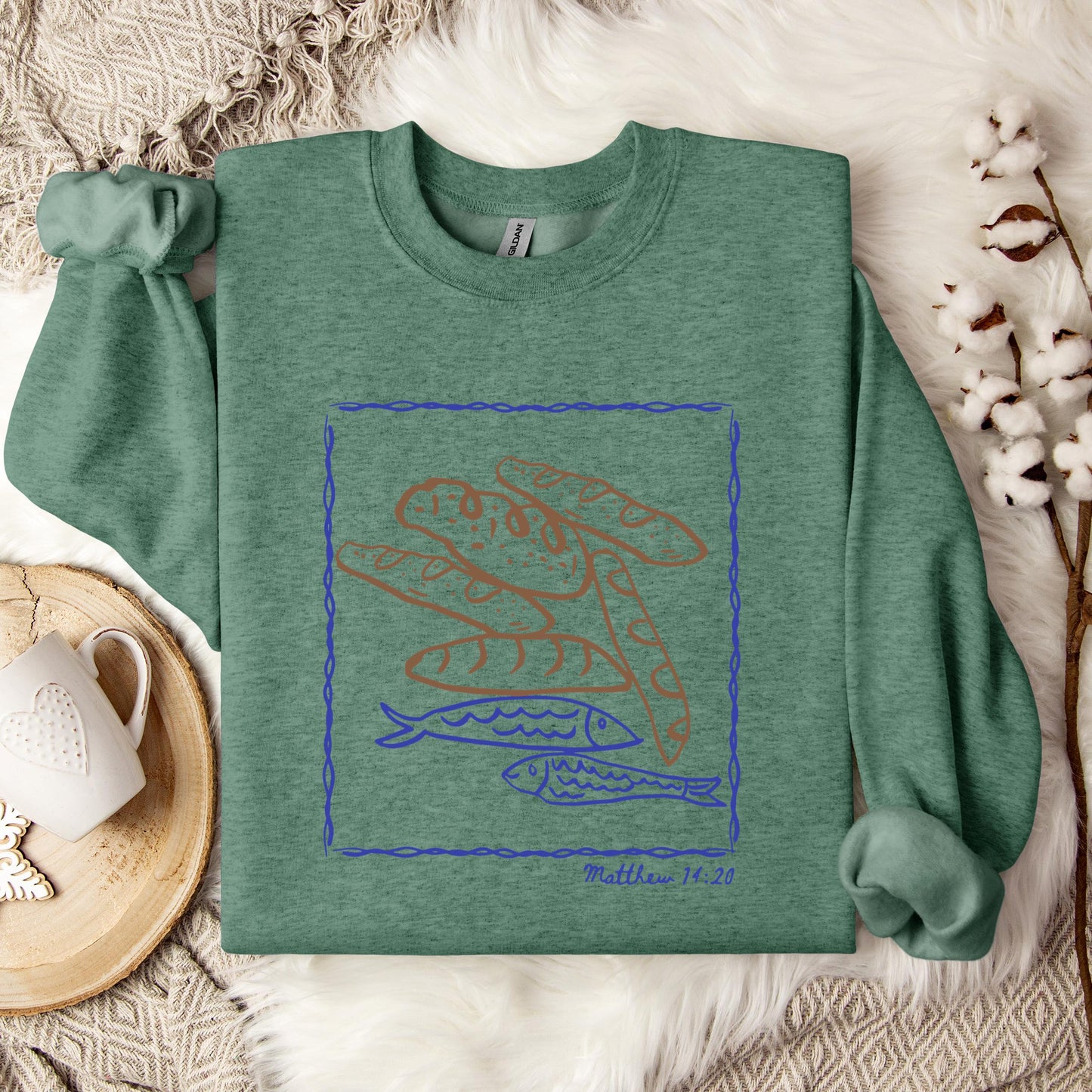 Fish And Loaves Matthew 14.20 Sweatshirt