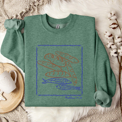 Fish And Loaves Matthew 14.20 Sweatshirt