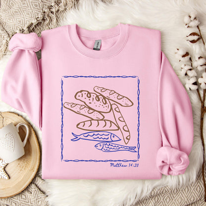 Fish And Loaves Matthew 14.20 Sweatshirt