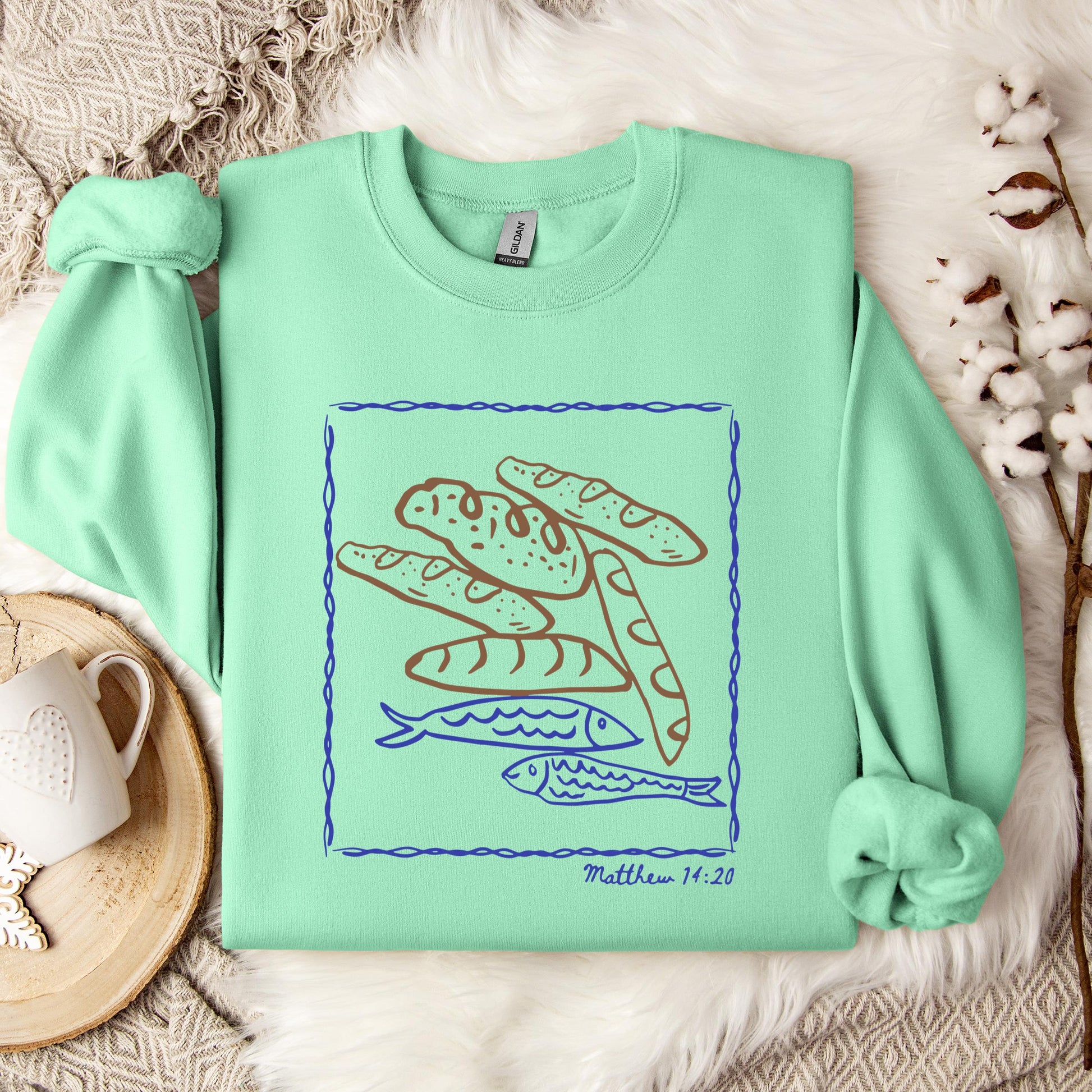 Fish And Loaves Matthew 14.20 Sweatshirt