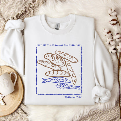 Fish And Loaves Matthew 14.20 Sweatshirt