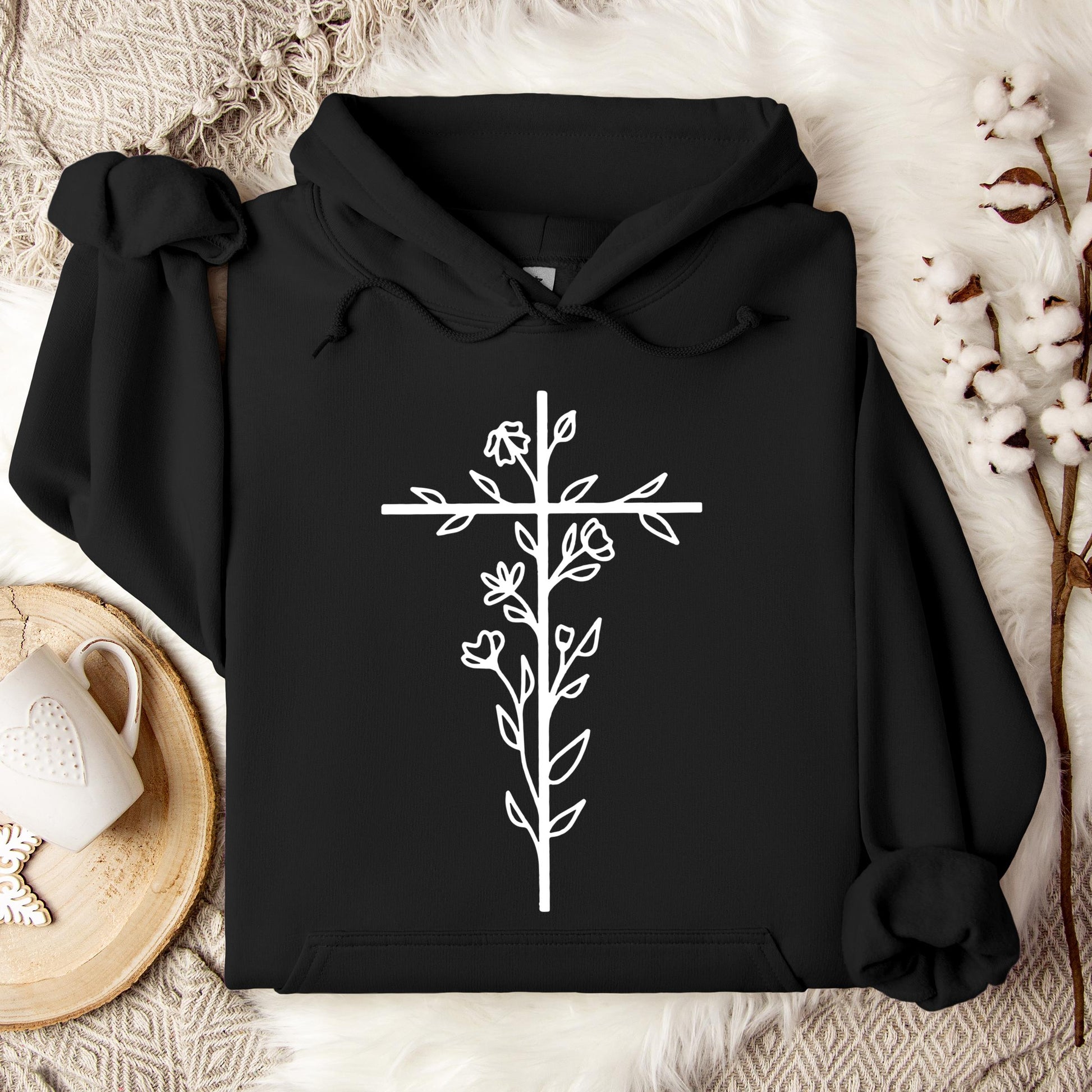 Floral Cross Hoodie