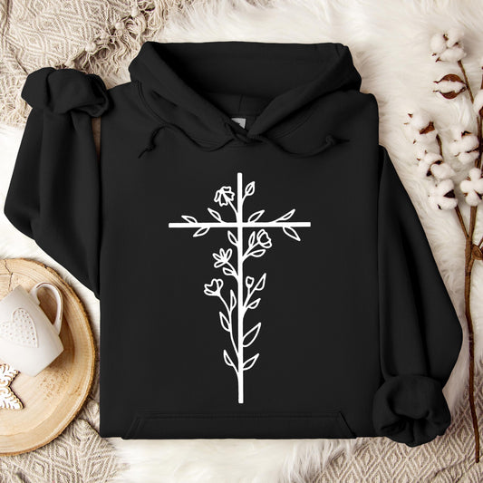 Floral Cross Hoodie