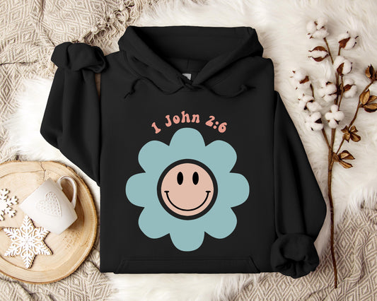 Flower Smiley 1 John 2.6 Hoodie
