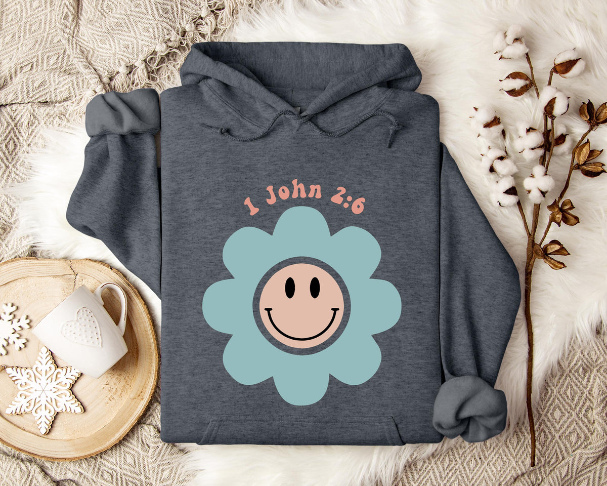 Flower Smiley 1 John 2.6 Hoodie