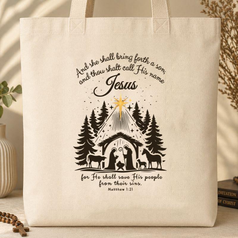 For He Shall Save His People From Their Sins Matthew 1.21 Tote Bag