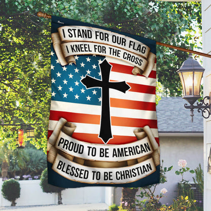 Patriotic Cross Flag Proud to be American Blessed to be Christian Flag