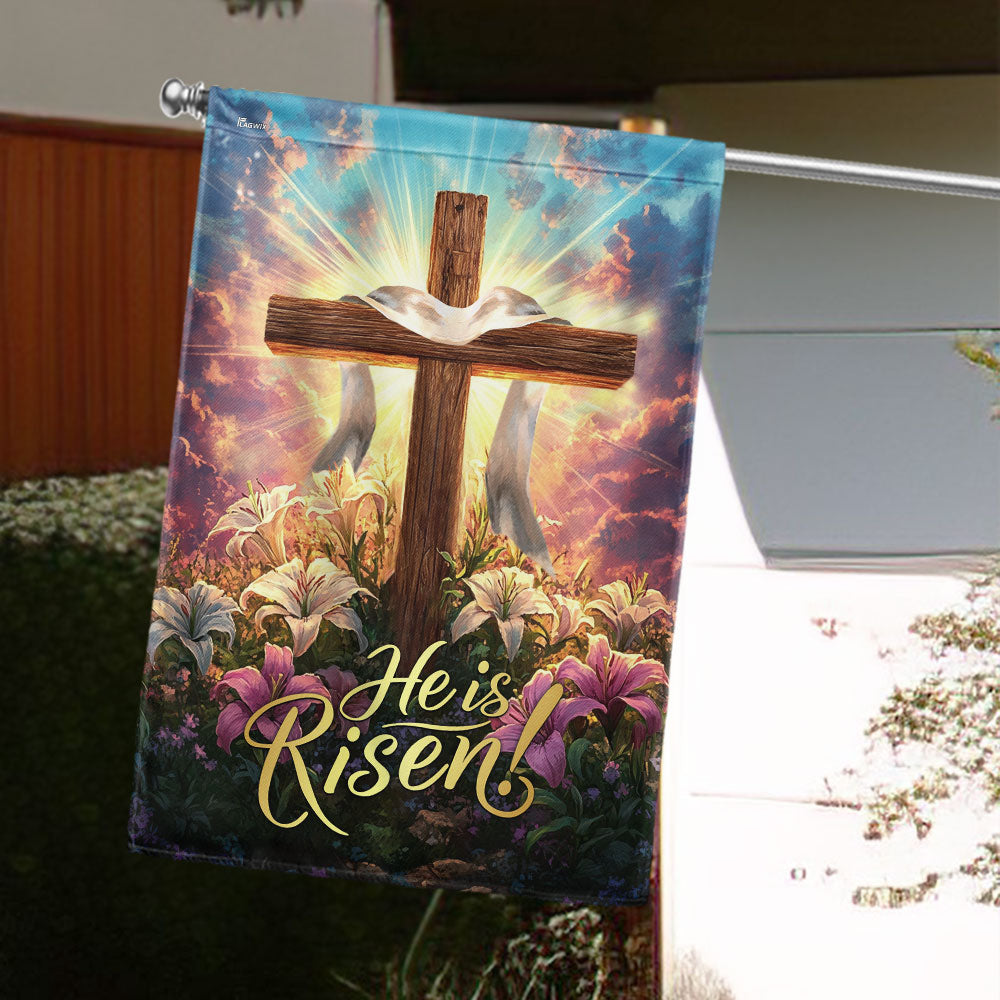 Easter Cross He Is Risen Resurrection of Jesus Christian Cross Flag