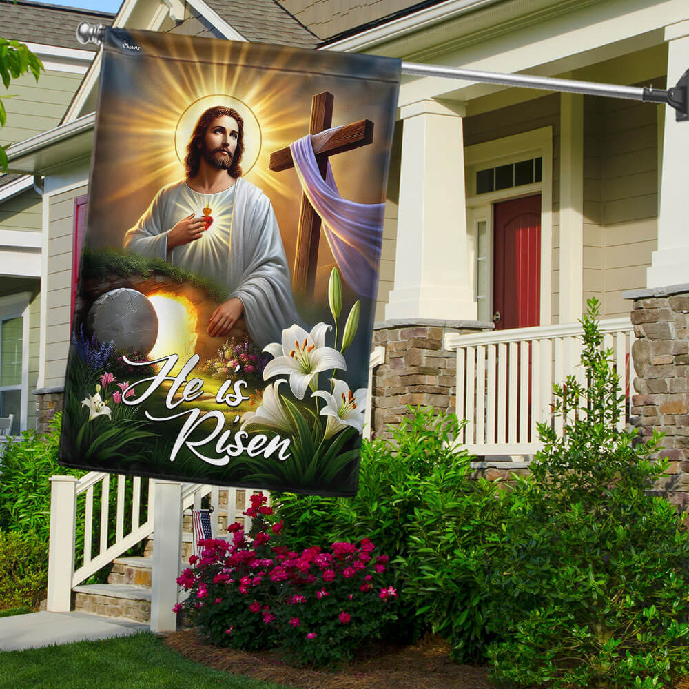 Easter Cross Resurrection He Is Risen Flag