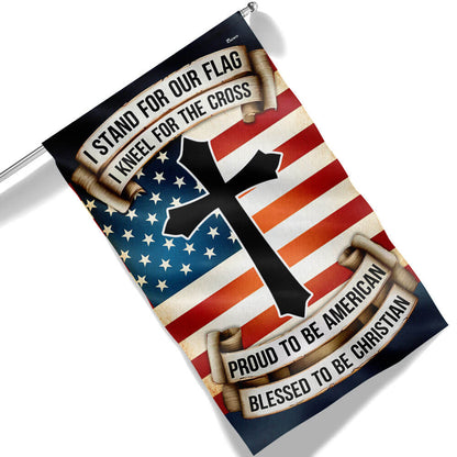 Patriotic Cross Flag Proud to be American Blessed to be Christian Flag