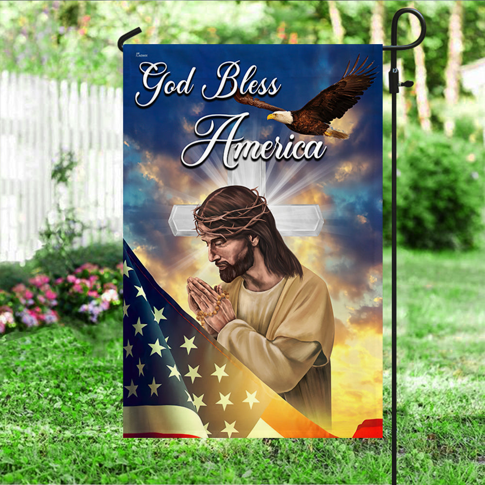 Jesus Cross Flag God Bless America