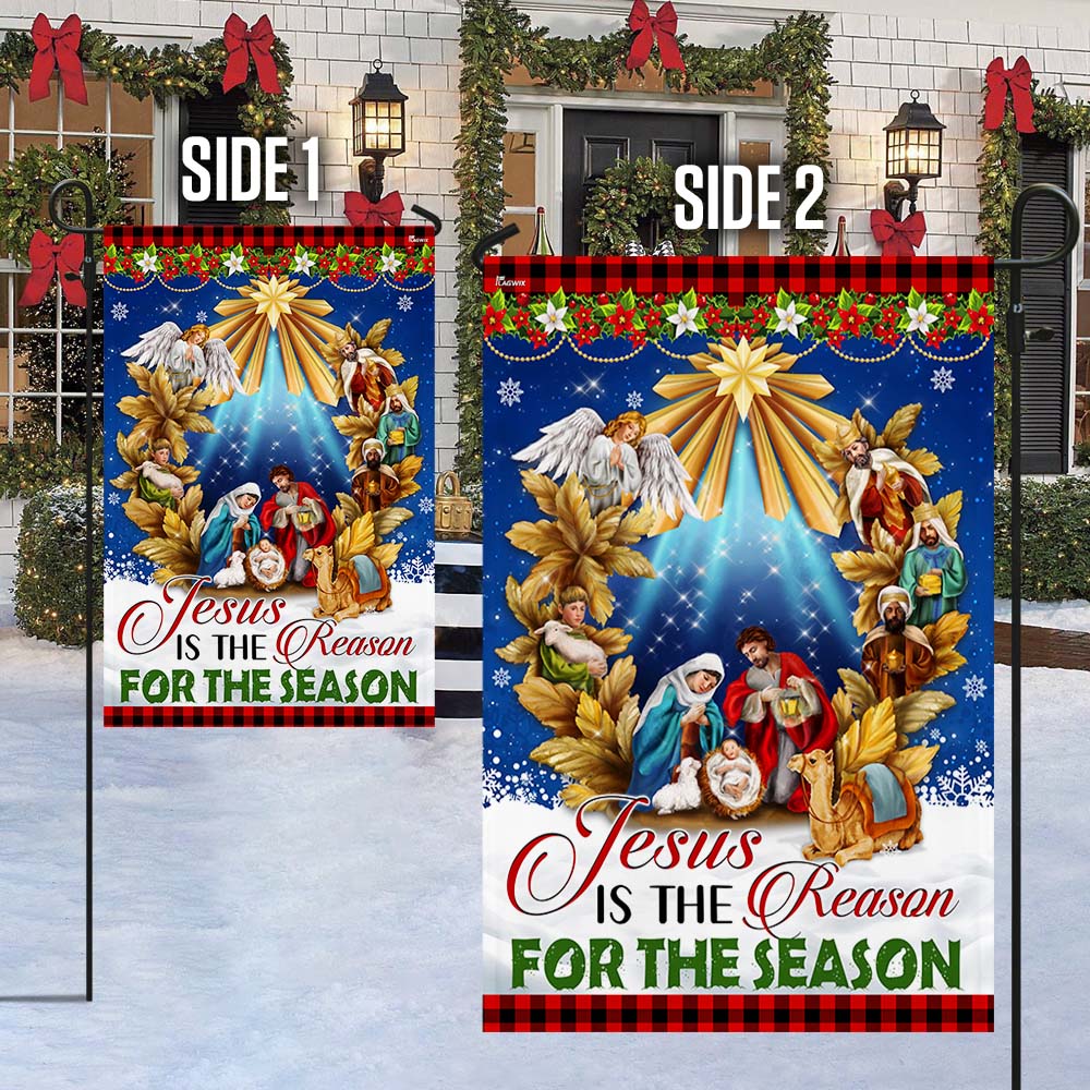 Jesus Christmas Flag Jesus Is The Reason For The Season Holy Night Nativity of Jesus Flag