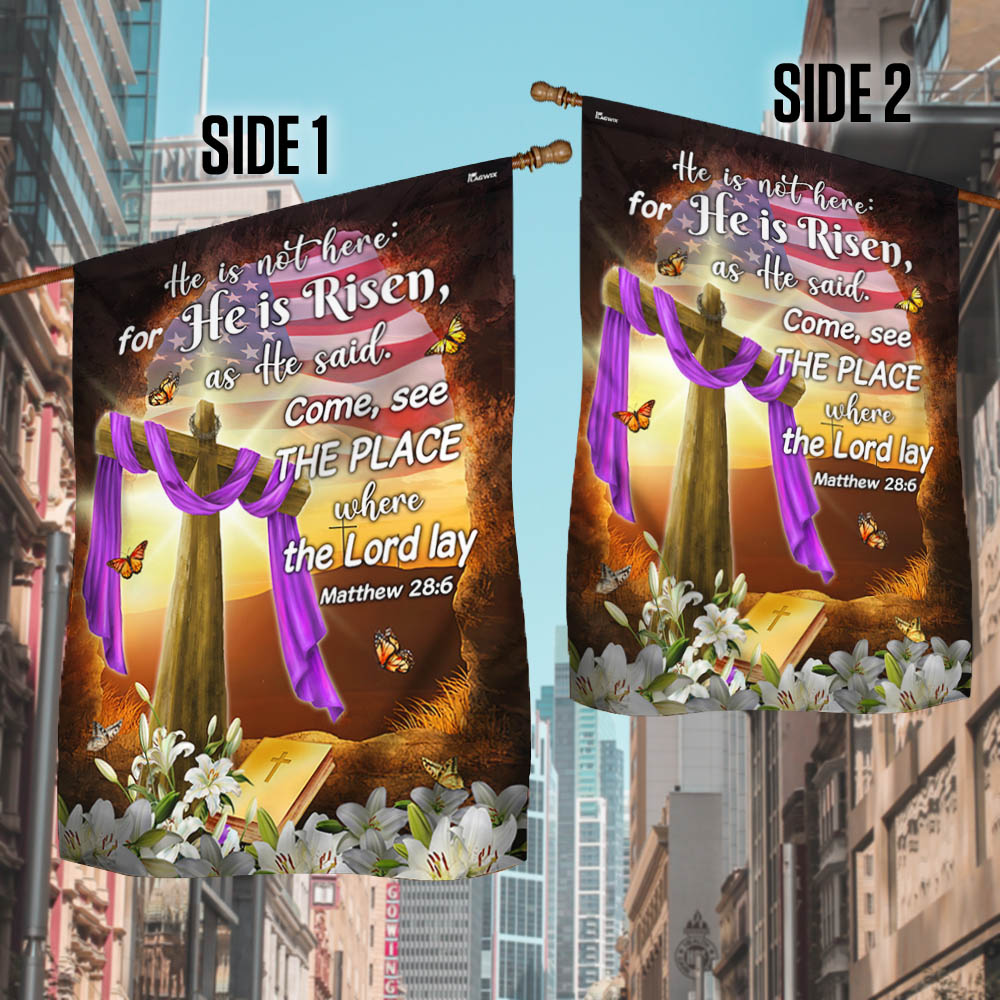 FLAGWIX Resurrection of Jesus Tomb Easter Jesus He Is Not Here For He Is Risen Christian Flag