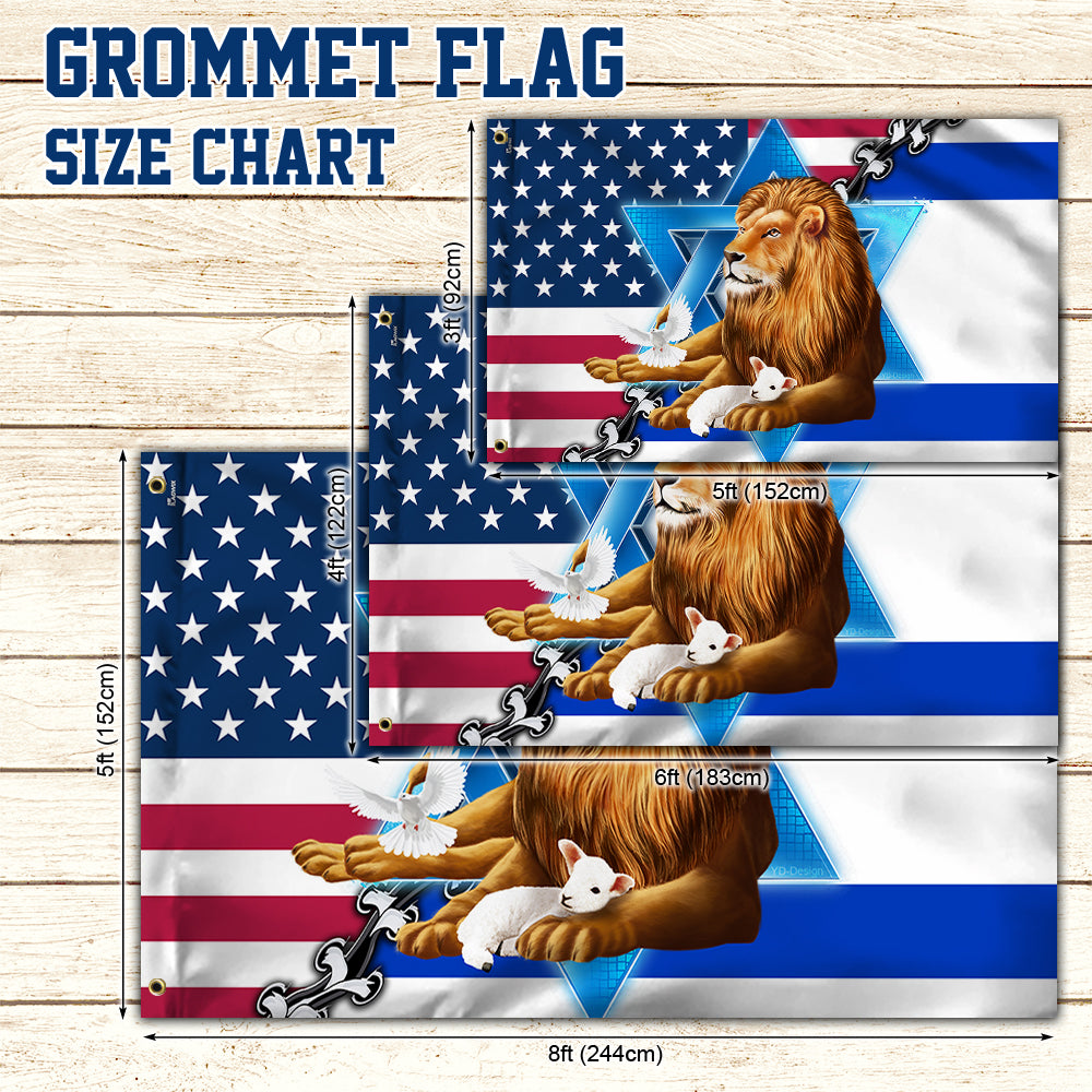 Jewish Israel, Lion Of Judah Israel American Grommet Flag