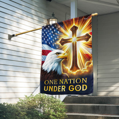 Eagle Patriot Christian Cross One Nation Under God Flag