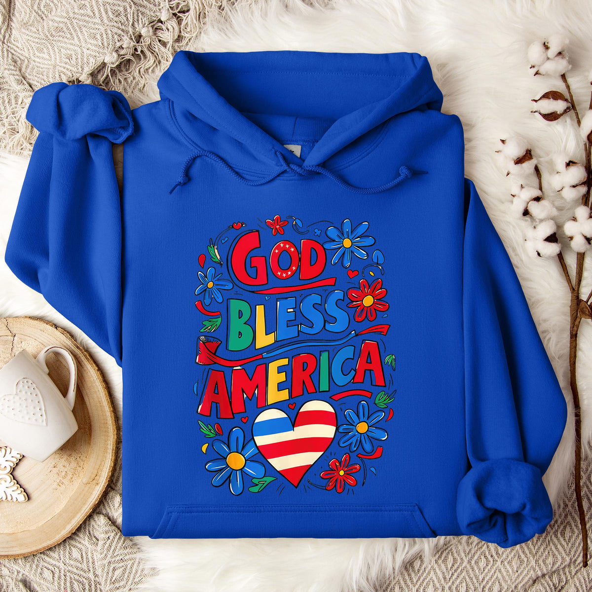 God Bless America Patriotic USA Flag Christian 4th of July Hoodie