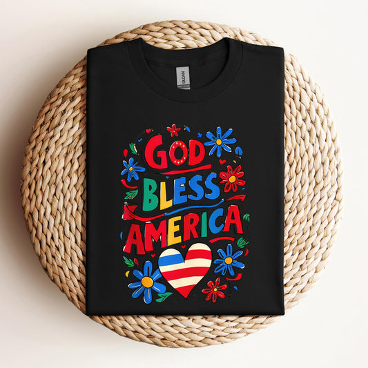 God Bless America Patriotic USA Flag Christian 4th of July