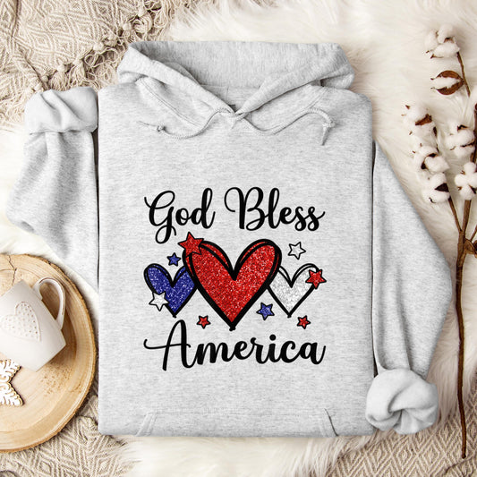 God Bless America Patriotic USA Flag Colors For Christians Hoodie