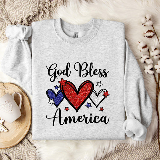 God Bless America Patriotic USA Flag Colors For Christians Sweatshirt