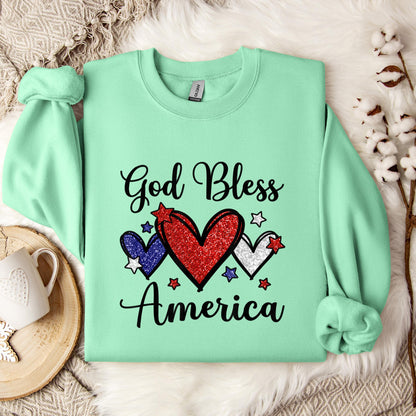 God Bless America Patriotic USA Flag Colors For Christians Sweatshirt