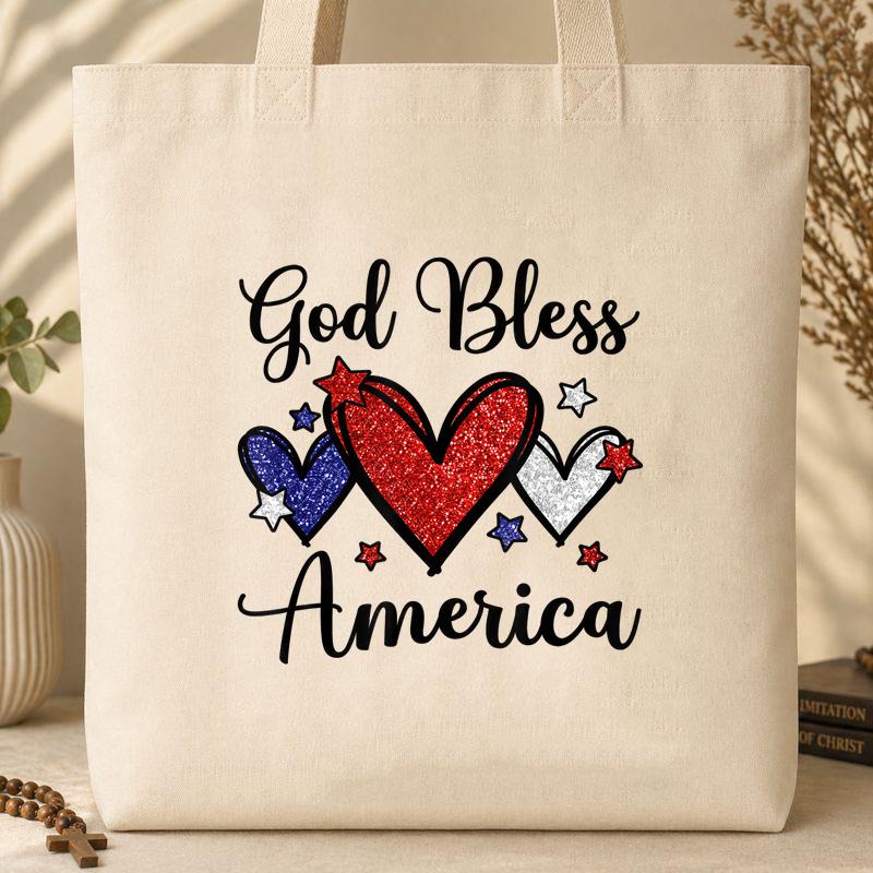 God Bless America Patriotic USA Flag Colors For Christians Tote Bag