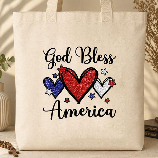 God Bless America Patriotic USA Flag Colors For Christians Tote Bag