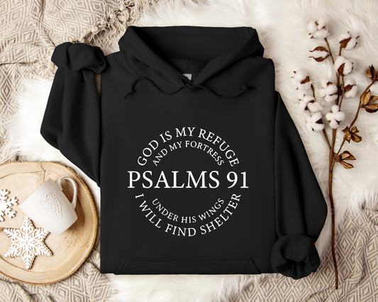 God Is My Refuge And My Fortress Under His Wings I Will Find Shelter Psalms 91 Hoodie