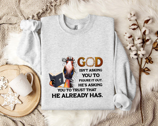 God Isn't Asking You To Figure It Out He's Asking You To Trust That He Already Has Sweatshirt