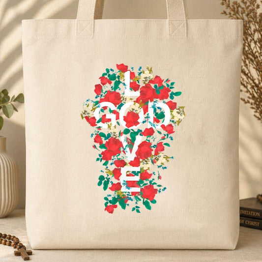 God Love Floral Tote Bag