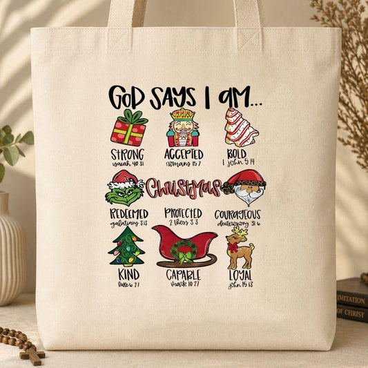 God Say I Am Christmas Tote Bag
