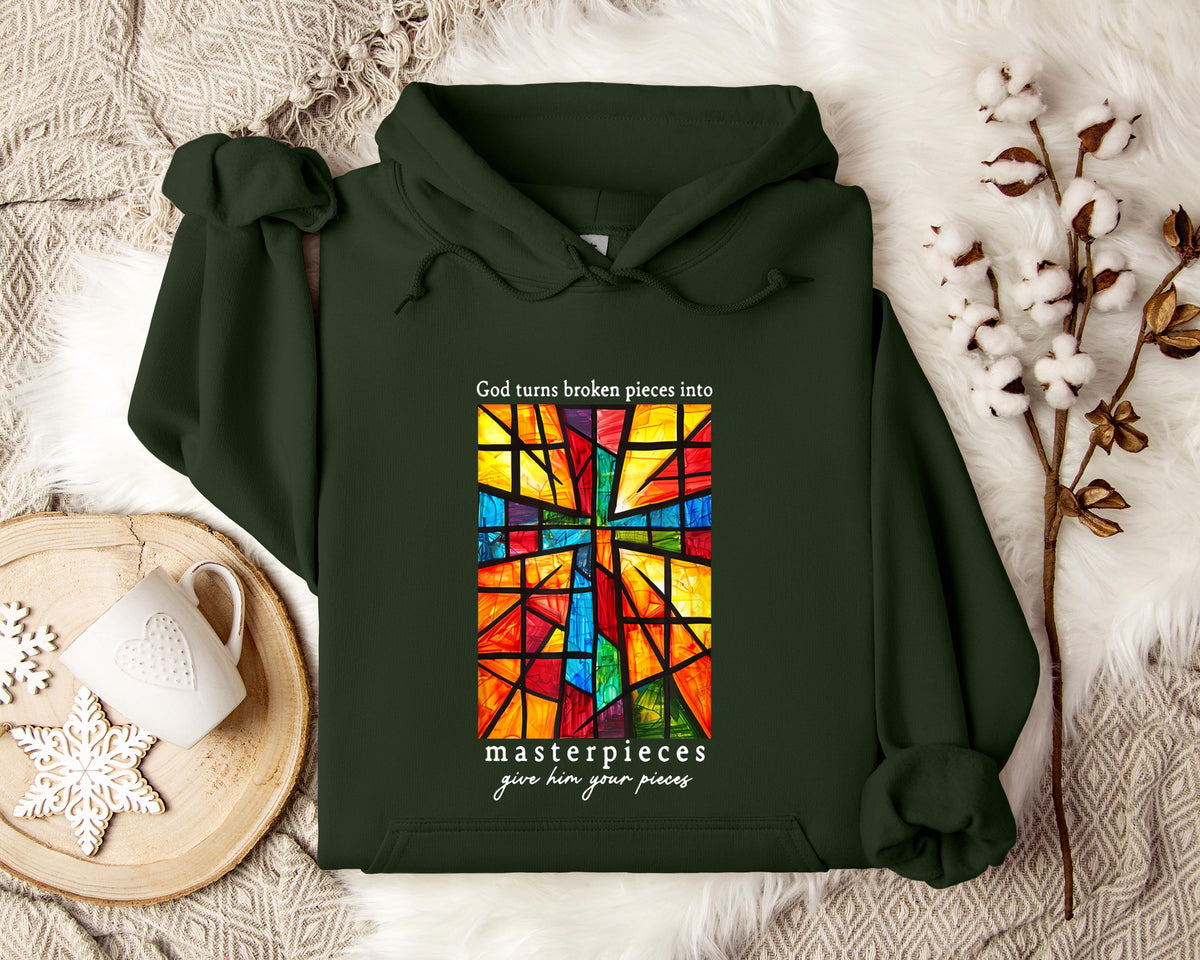 God Turns Broken Pieces Into Masterpieces Hoodie