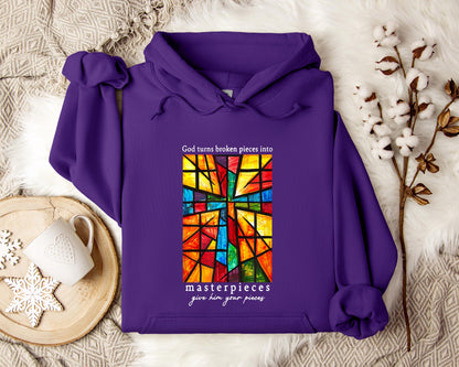 God Turns Broken Pieces Into Masterpieces Hoodie