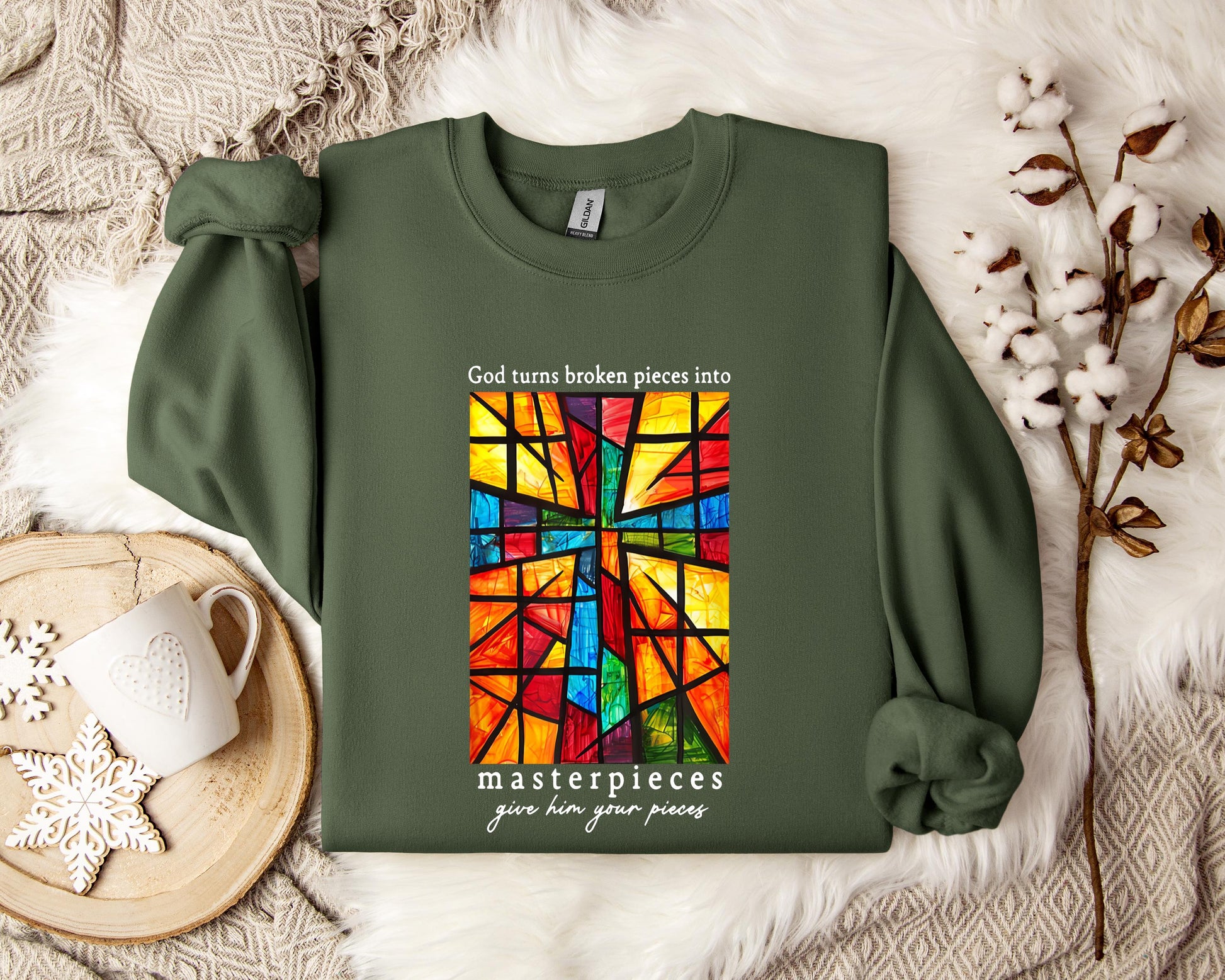 God Turns Broken Pieces Into Masterpieces Sweatshirt