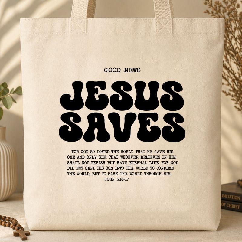 Good News Jesus Saves John 3.16-17 Tote Bag