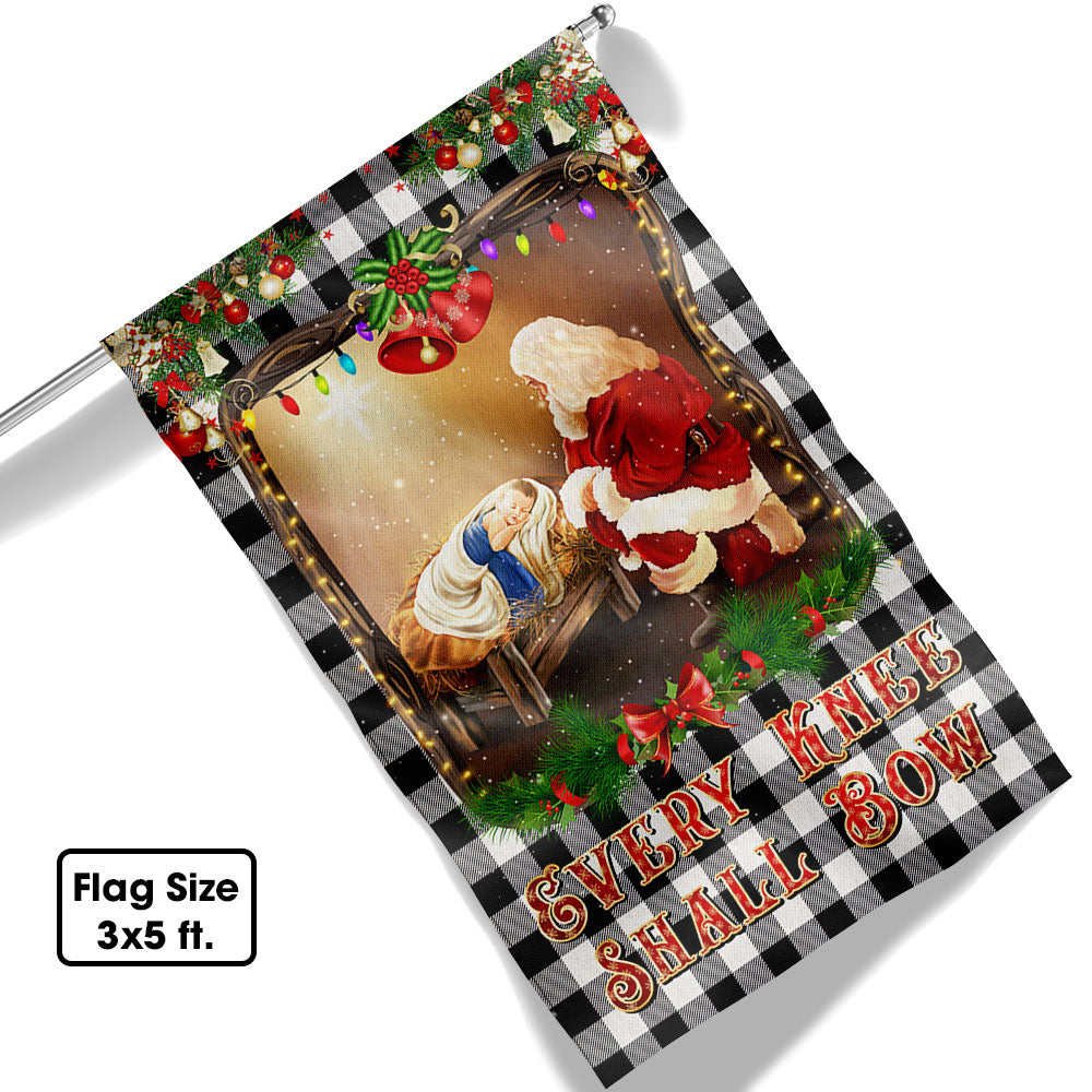Christian Christmas Santa Claus Every Knee Shall Bow Flag