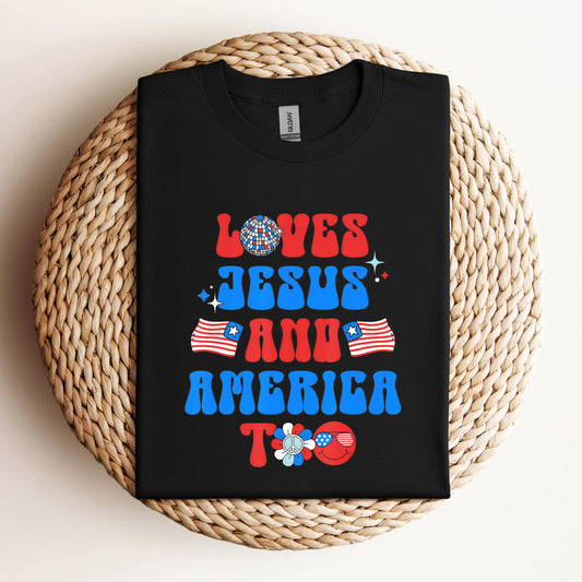 Groovy 70s Retro Loves Jesus and America Too