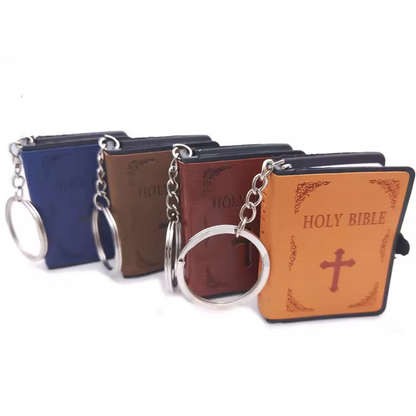 Miniature Leather Bible Keychain