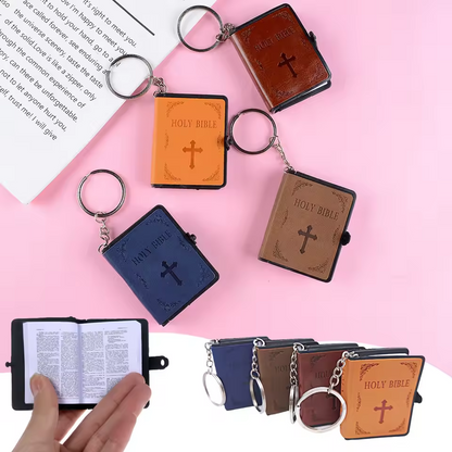 Miniature Leather Bible Keychain