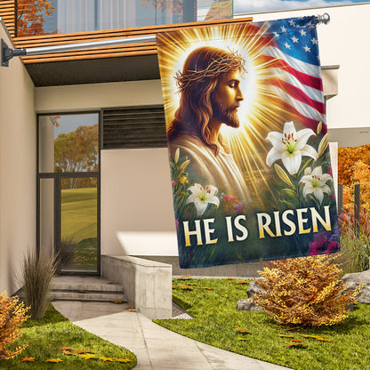 He is Risen Religious Easter Day Flag