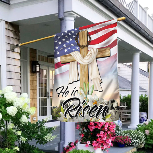 Easter Jesus He Is Risen American Flag
