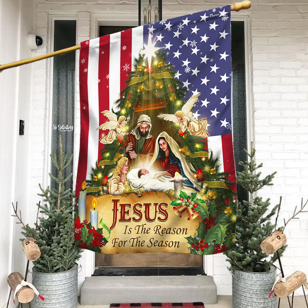 Nativity of Jesus Holy Family Jesus Is The Reason For The Season Flag