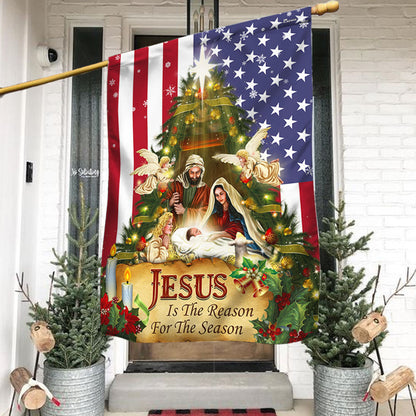 Nativity of Jesus Holy Family Jesus Is The Reason For The Season Flag