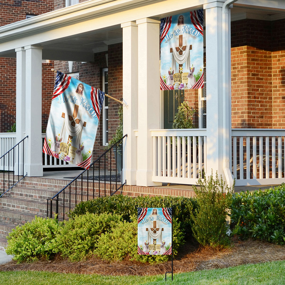 Easter Day Rabbit Flag He Is Risen Jesus Christ Flag