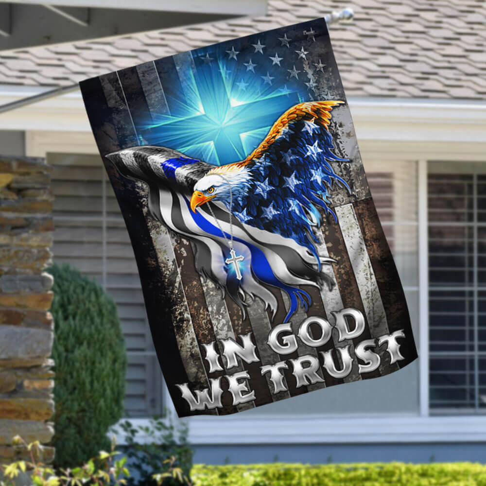 Flagwix American Flag - In God We Trust Christian Cross, American Eagle, The Thin Blue Line Flag