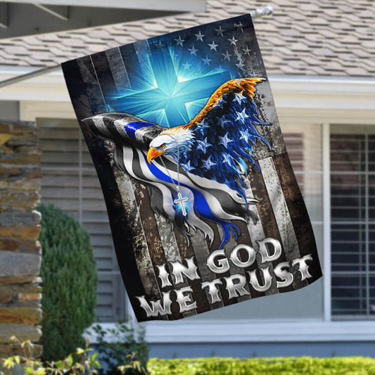 Flagwix American Flag - In God We Trust Christian Cross, American Eagle, The Thin Blue Line Flag