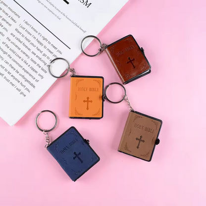 Miniature Leather Bible Keychain